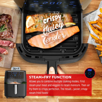  Tefal Easy Fry 3 in 1 XXL Digital Air Fryer, Grill and Steamer,  6,2 l, capacità 7 programmi, con disidratatore nero FW201, 1700 W : Home &  Kitchen
